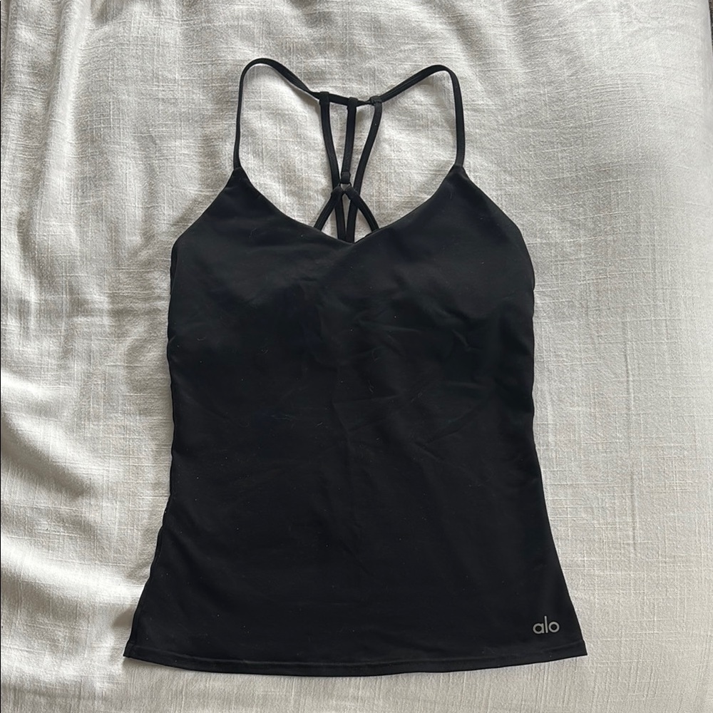 ALO Yoga Sunny Strappy Black Tank Top